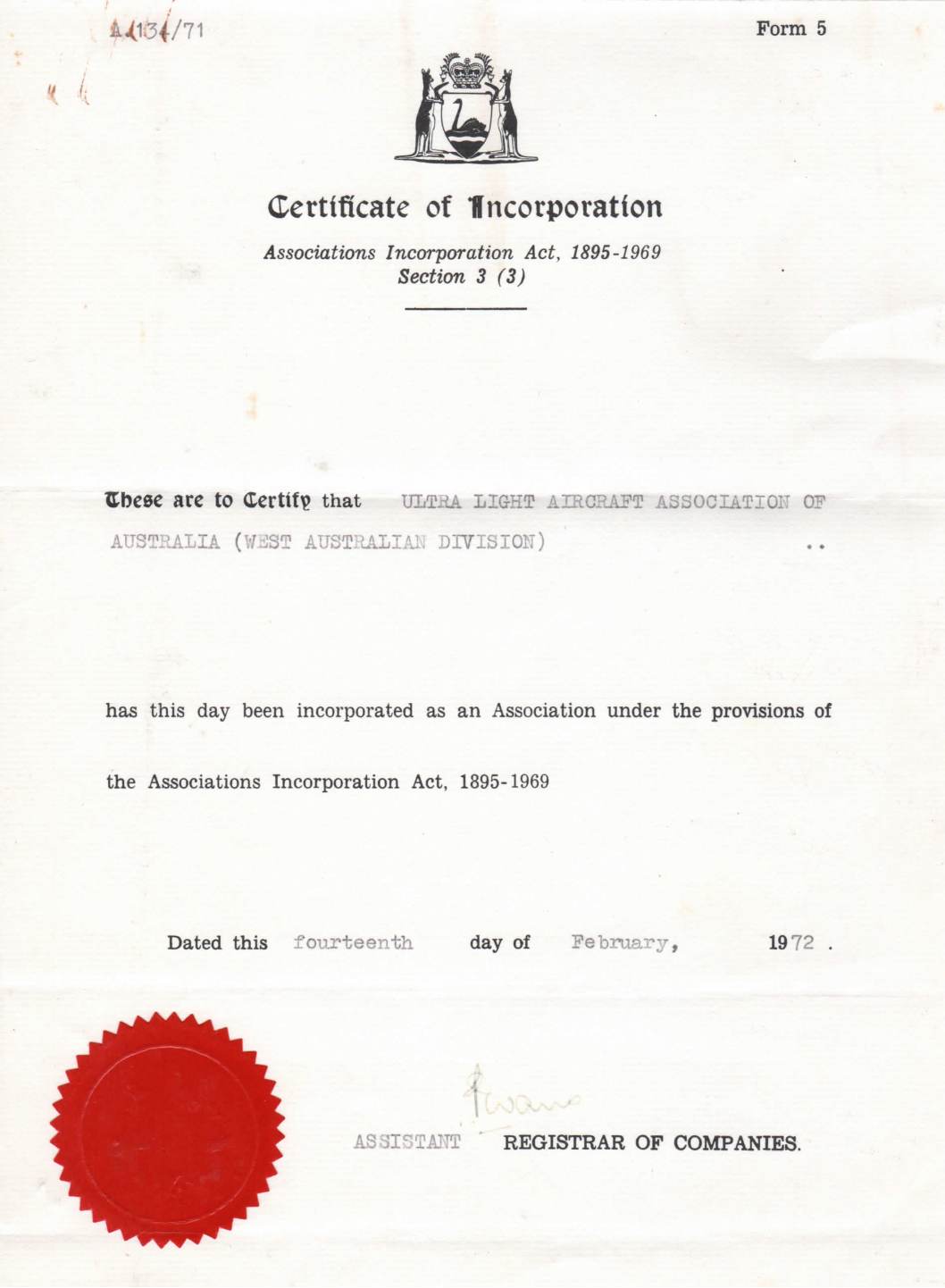 1972 cert of incorporation